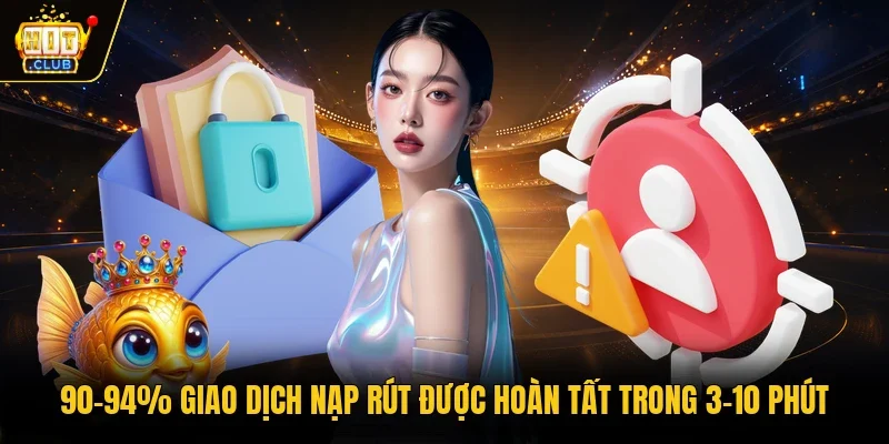 90-94% giao dịch nạp rút được hoàn tất trong 3-10 phút
